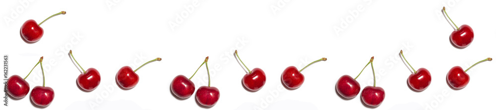 panorama pattern of red shiny sweet cherry berries panorama pattern of red shiny sweet cherry berries
