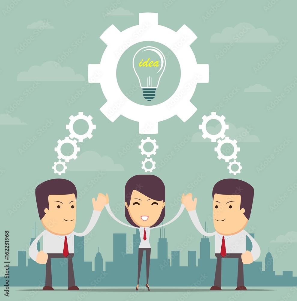 Vector Teamwork Concept. Brainstorming. People icons with thought bubble. Vector Teamwork Concept. Brainstorming. People icons with thought bubble.