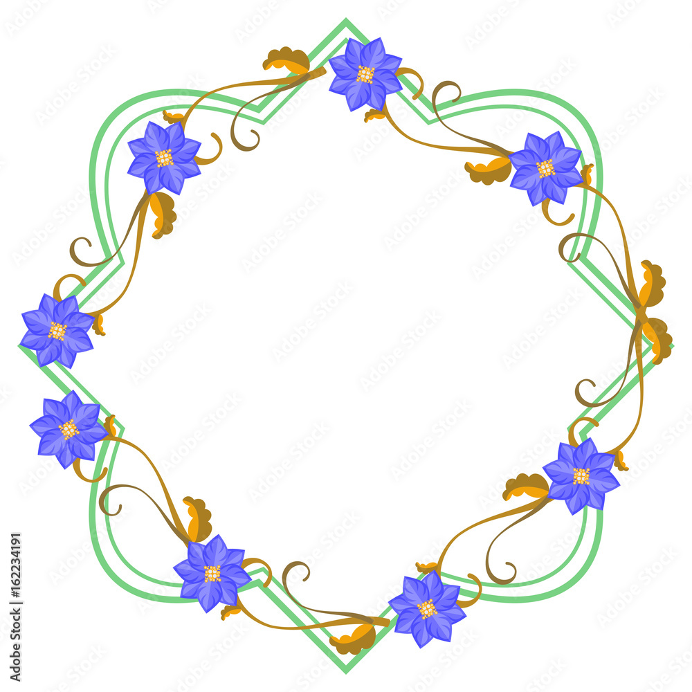 Decorative frame with abstract blue flowers. Vector clip art. Decorative frame with abstract blue flowers. Vector clip art.