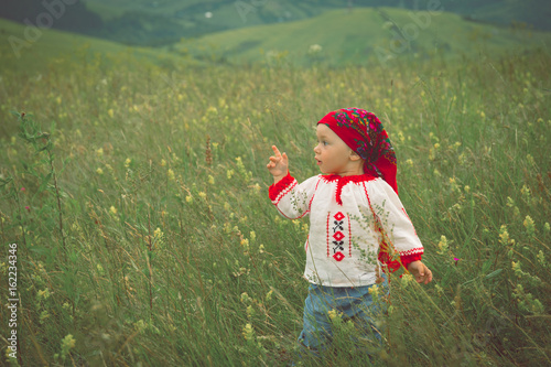 Cute toddler girl with funn...