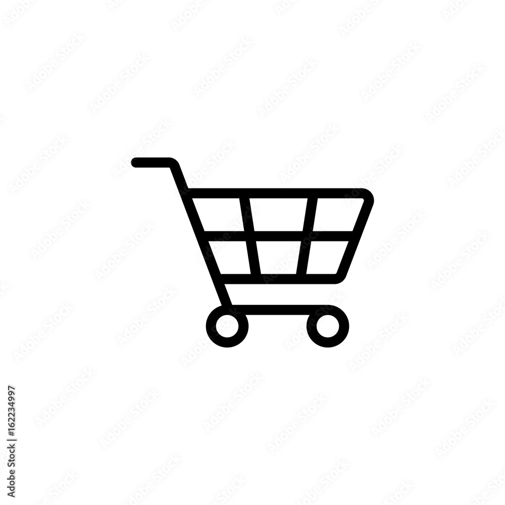 trolley, shopping, market basket, web store line icon black on white trolley, shopping, market basket, web store line icon black on white