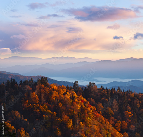 Cloudy sunrise at Smoky Mountains