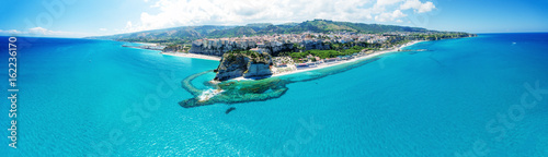 Tropea, Calabria. Panoramic aerail view of Santa Maria dell'Isola Monastery and wonderful coastline photo