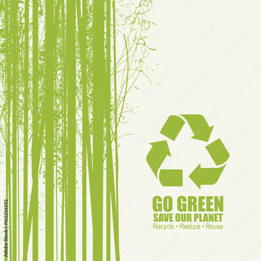 Go Green Recycle Reduce Reuse Eco Poster Concept. Vector Creative Organic  illustration on paper background. Save our planet Векторный объект Stock |  Adobe Stock