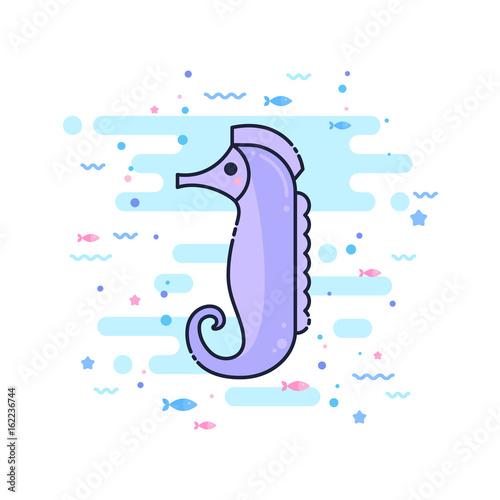 Cute cartoon horse fish character 
