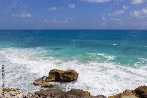 Coastline on the shores of the Caribbean ocean island. 
