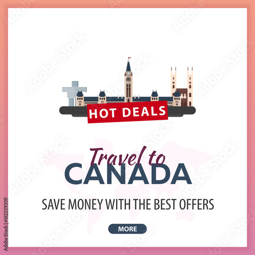 Travel to Canada. Travel Template Banners for Social Media. Hot Deals. Best Offers.