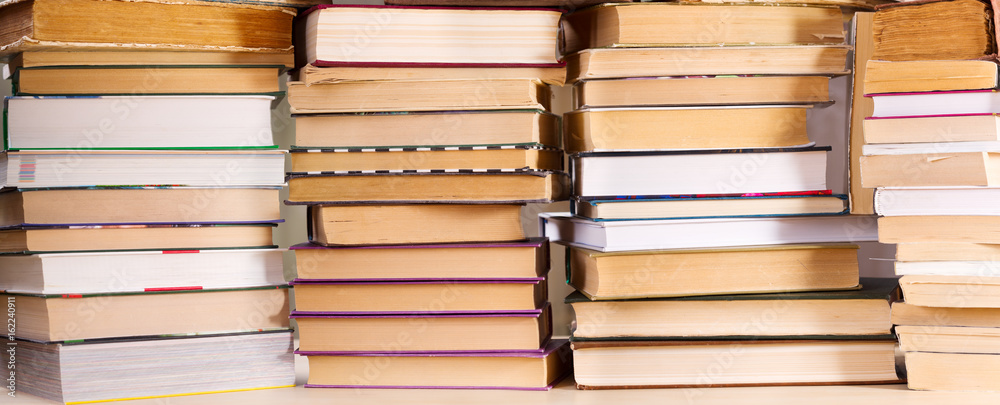 Fototapeta premium close up of stack of books