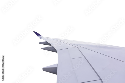 Airplane wing isolate on white background with clipping path. photo