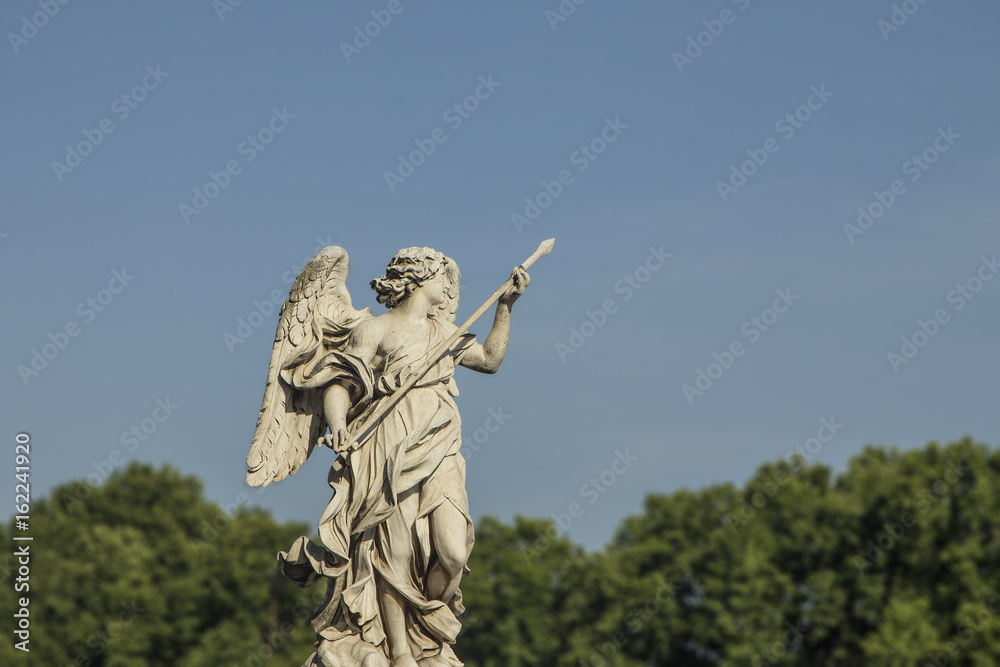 Statue in Rome.  European travel concept with roman architecture and other great tourist destinations in Italy with copyspace.