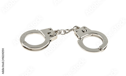 Iron handcuffs isolated on white background