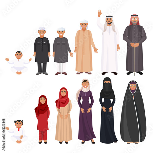 Men and women traditioanal arabic clothes for all ages