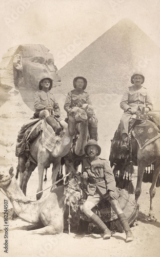 Soldiers Pose - Sphinx. Date: circa 1918