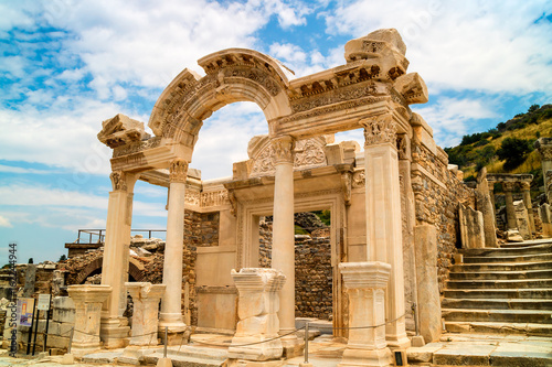 Fotografiet Temple of Hadrian at the Ephesus archaeological site in Turkey.