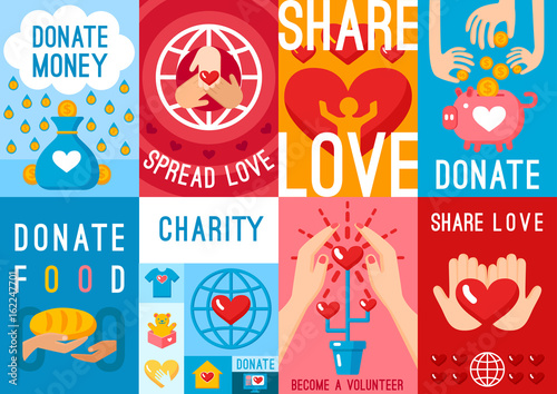 Charity Donation Posters Set