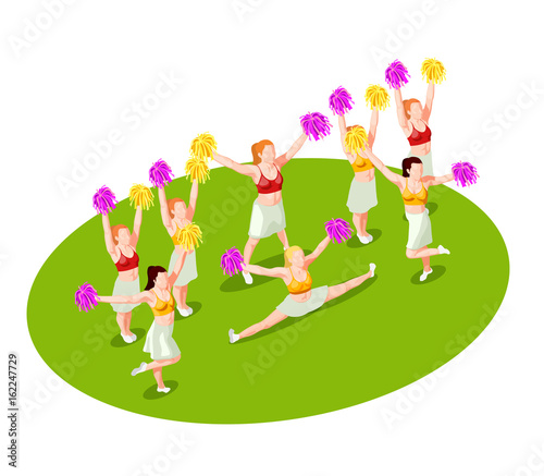 Cheerleading Isometric Illustration