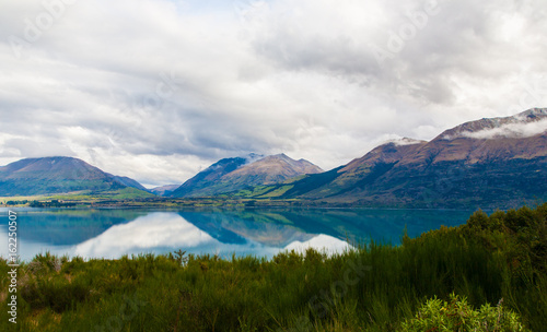 Mountain & reflection lake from view point on the way to Glenorchy, New Zealand © luissybuster