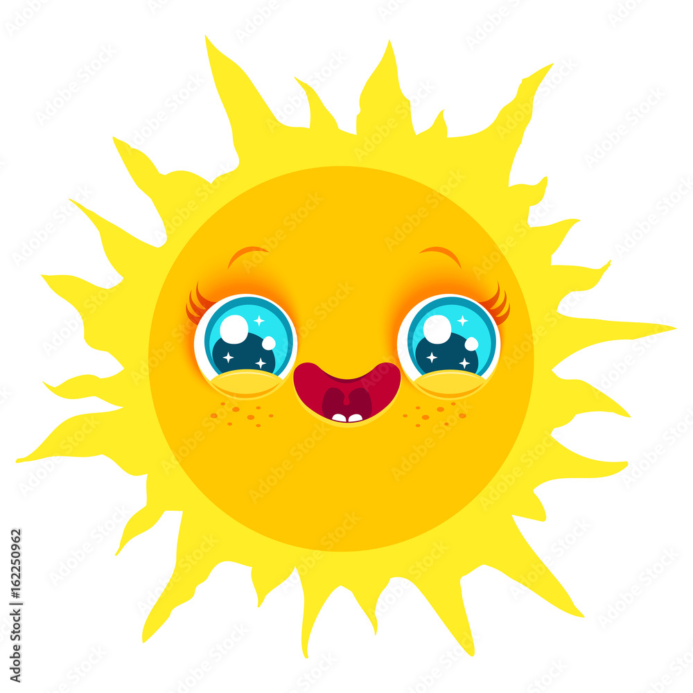 Funny sun with smile.