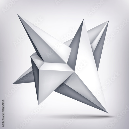 Volume geometric shape  3d levitation crystal  creative low polygons object  vector design origami form