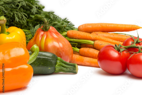 fresh vegetables isolated on white background