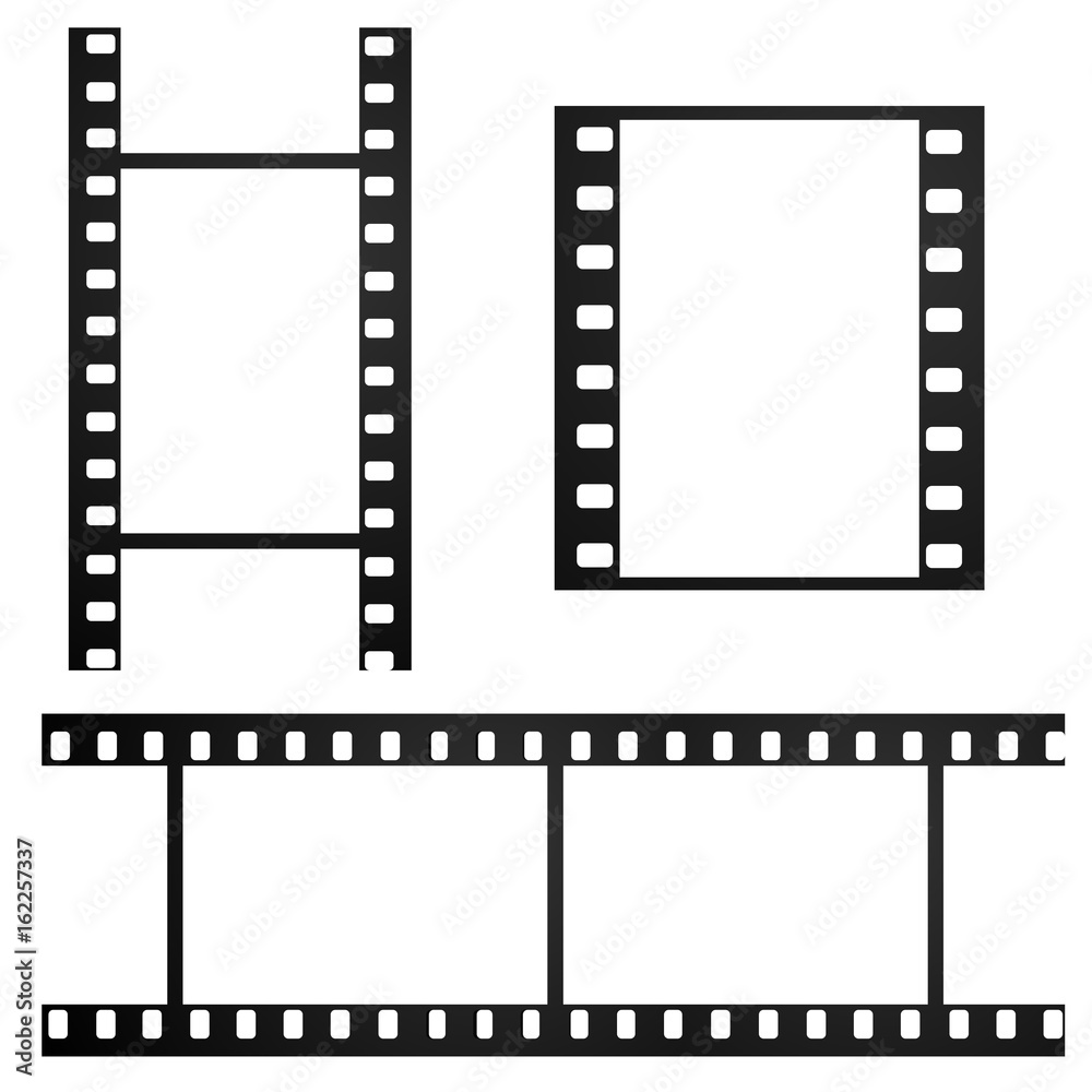 film, movie, photo, filmstrip set of film frame, vector illustration