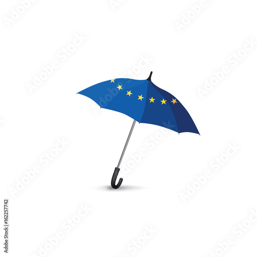 Euro union flag colored umbrella. Travel Europe fashion sign