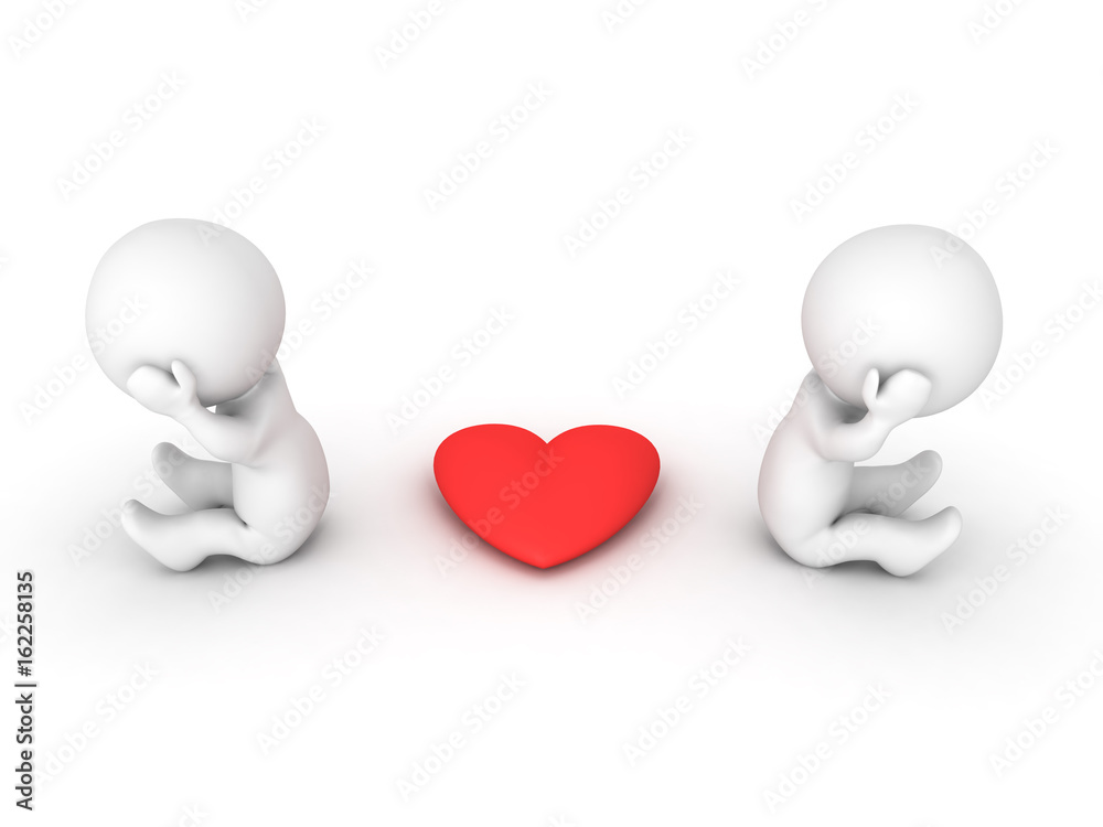 3D illustration of couple not communicating 3D illustration of couple not communicating