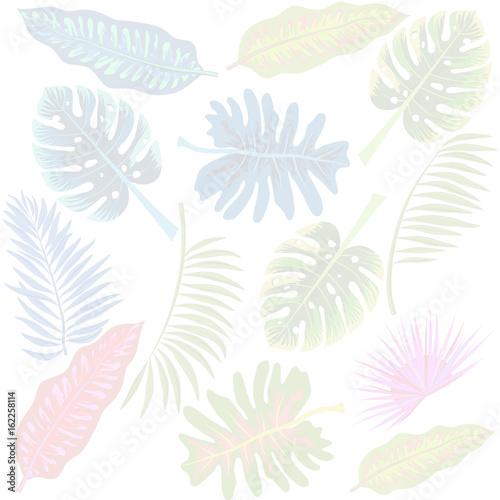Tropical summer seamless pattern with leaves  vector illustration
