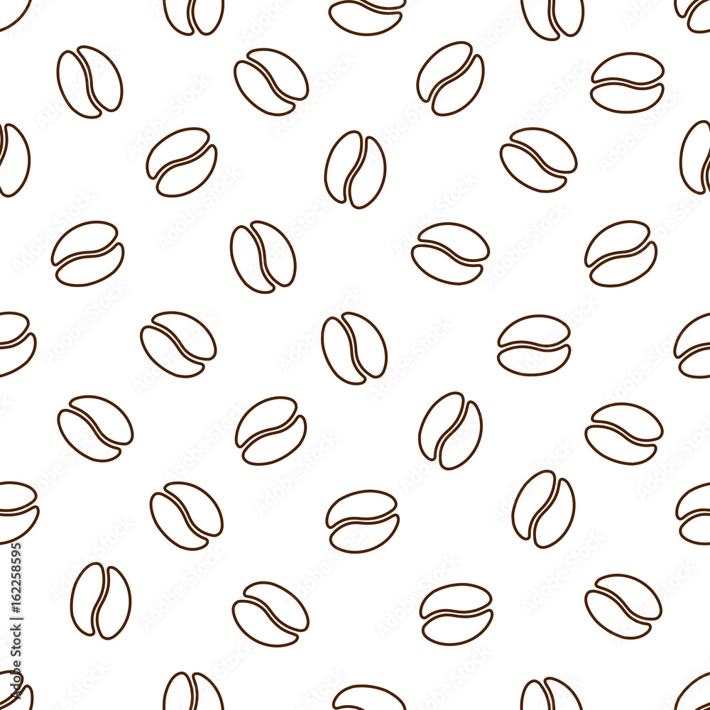 Obraz premium Seamless pattern with coffee beans. Linear style. Vector illustration.