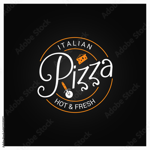 pizza logo badge design background