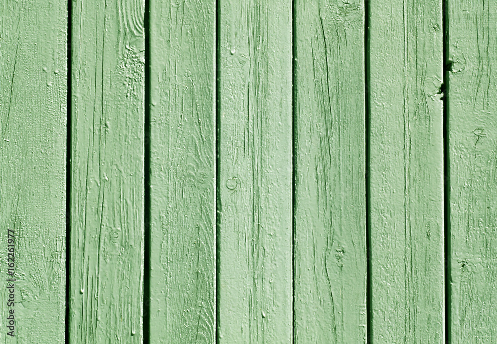 Fototapeta premium Green color wooden fence pattern.