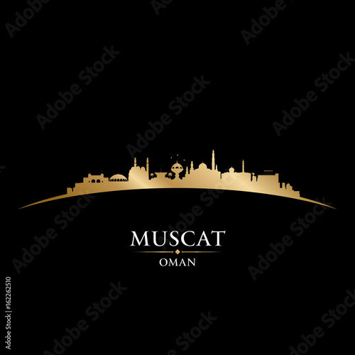 Muscat Oman city skyline silhouette black background