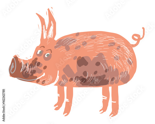 Happy Smiling Little Pig. Vector illustration