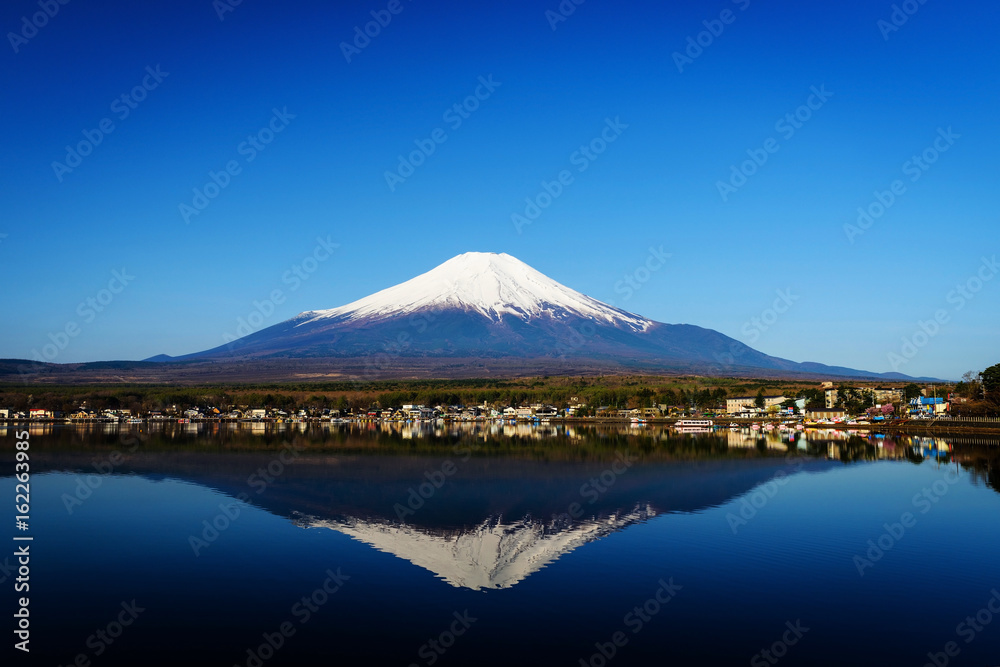 Mt. Fuji with skyline reflection