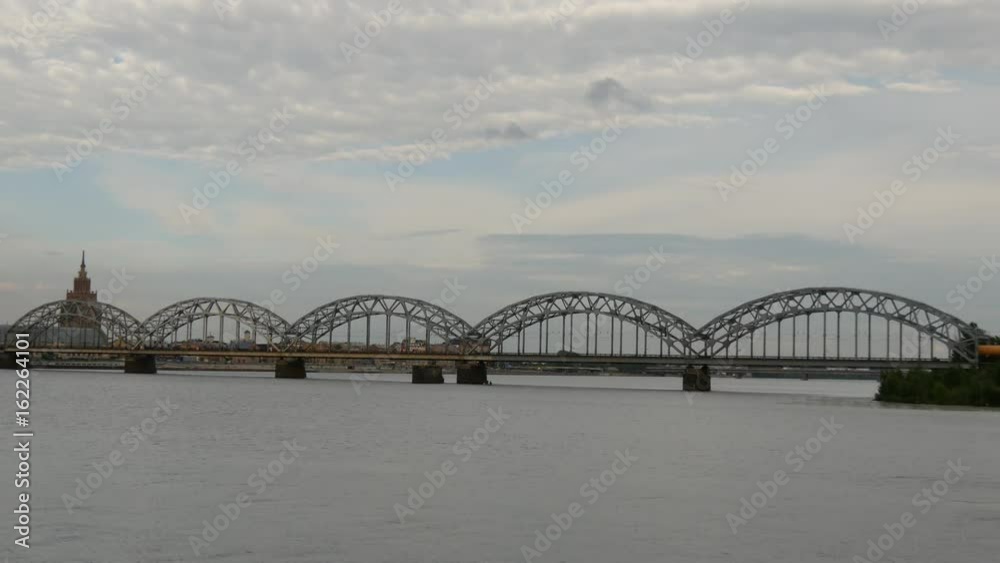 Time lapse from the Railway Bridge in Riga, Latvia Time lapse from the Railway Bridge in Riga, Latvia