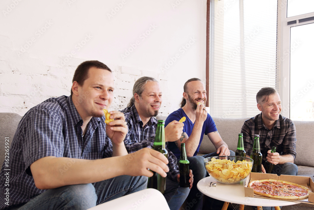 Friends resting at home