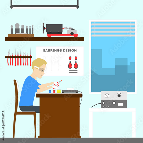 Jeweler at office.