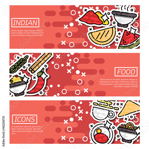 Set of Horizontal Banners about indian food