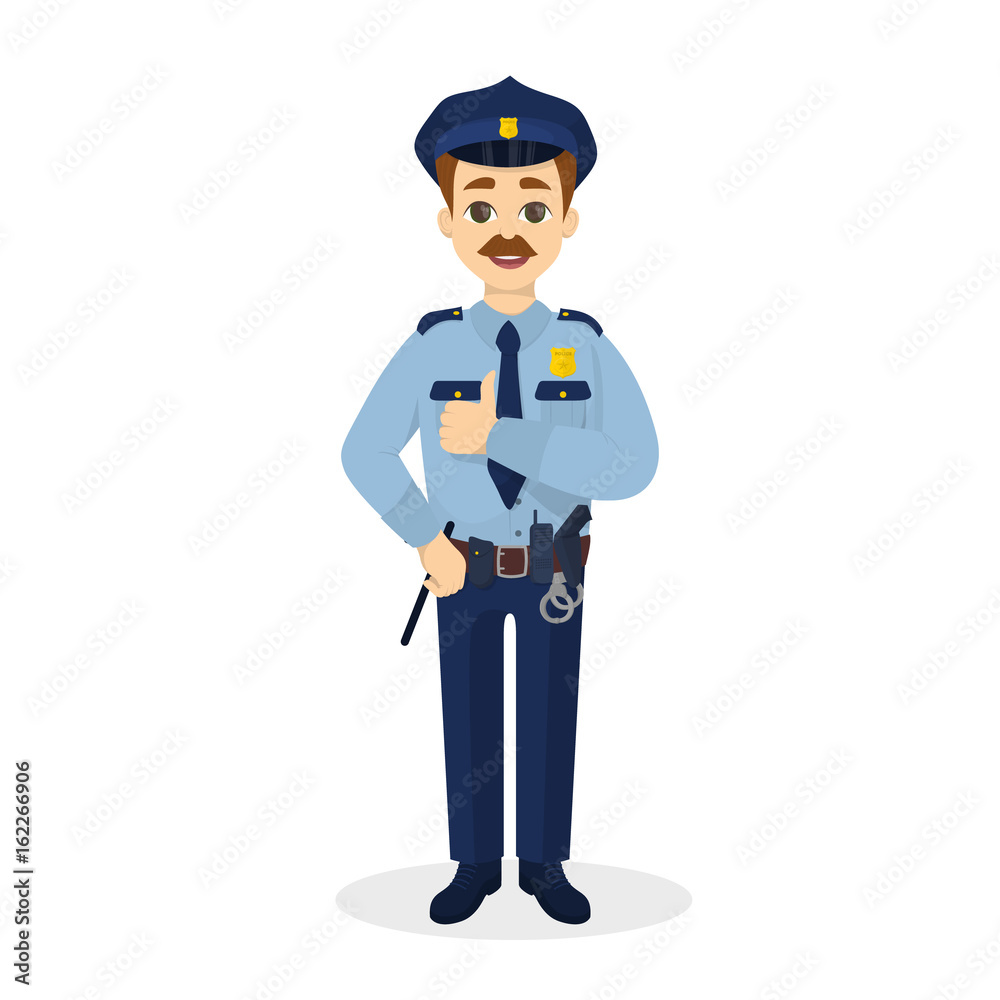 Isolated thumb up policeman.