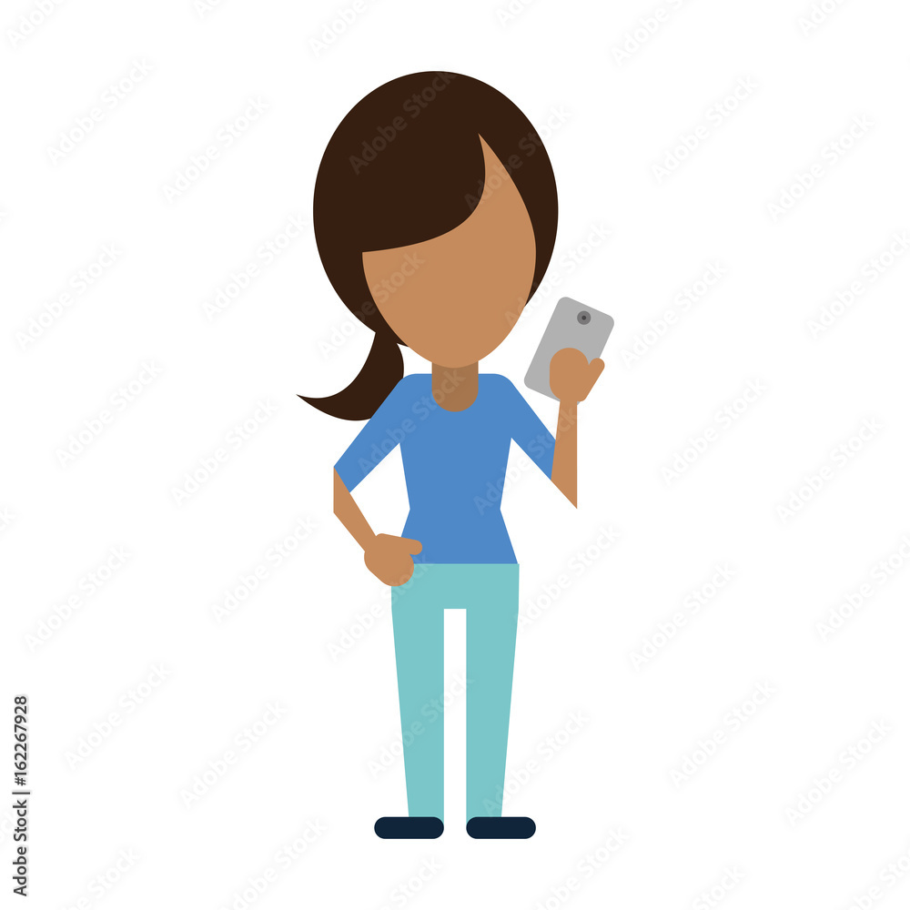 faceless person using smartphone icon image faceless person using smartphone icon image
