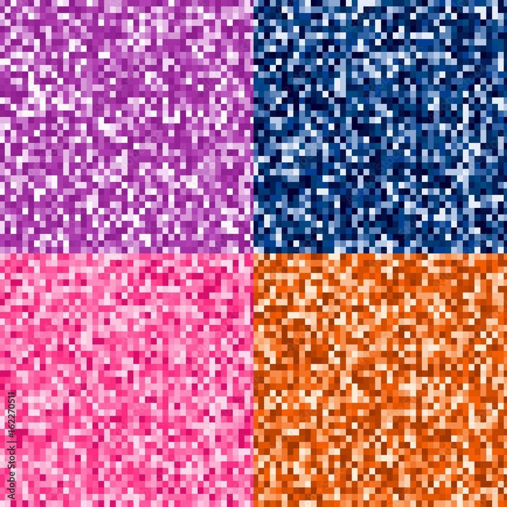 Set of pixelated glitter backgrounds