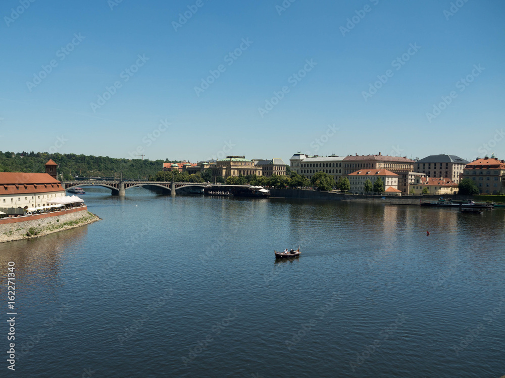 Prague, Chezh republic, 2017. The Vltava River flows through the centre of Prague, and is the waterway around which the city has developed over the past 1000 years.