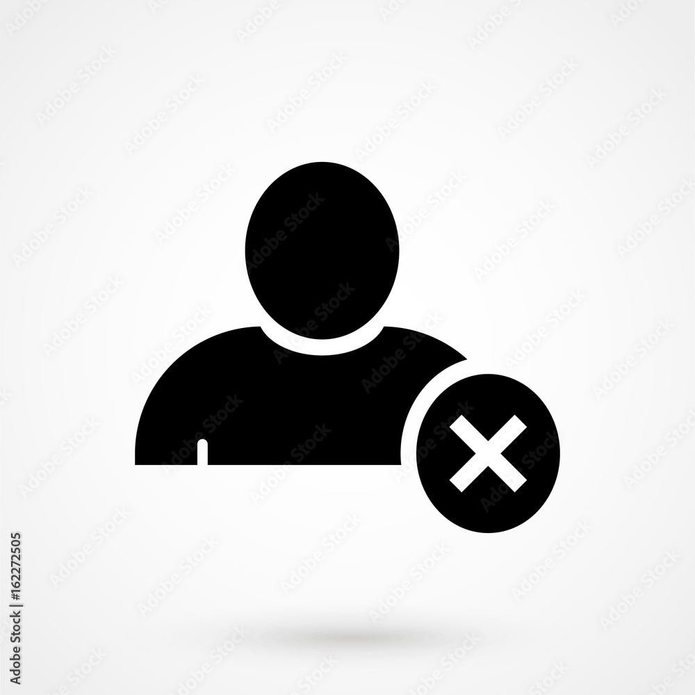 Remove user sign icon. Remove friend symbol. Flat design style. Remove user sign icon. Remove friend symbol. Flat design style.