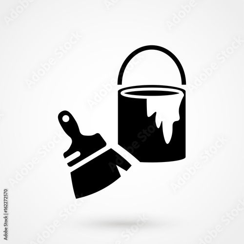 vector black paint and paint brush on white background