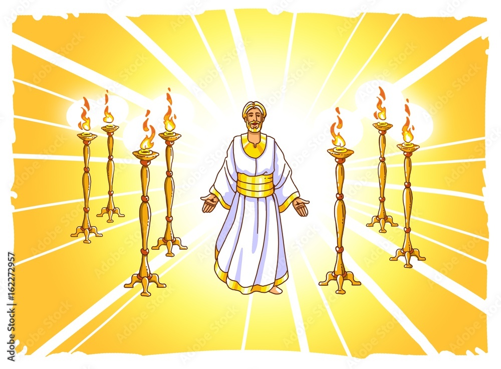 Jesus Christ among the Seven Candles Stock Illustration Adobe Stock