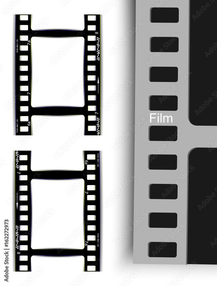 film, movie, photo, filmstrip set of film frame, vector illustration