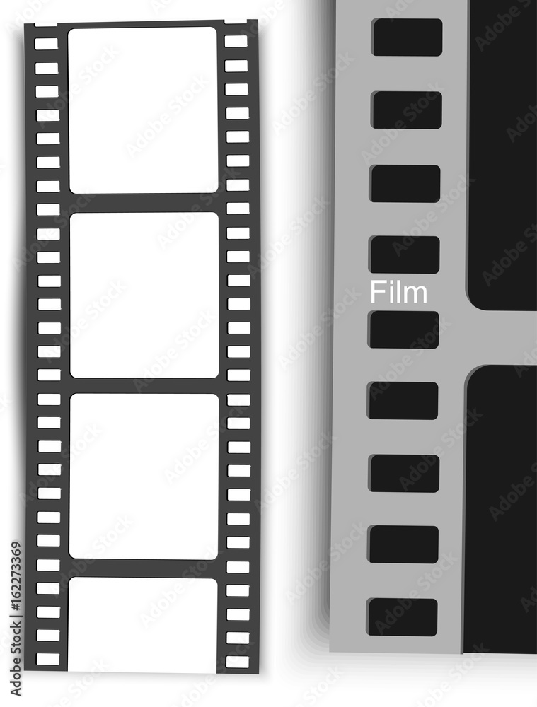 film, movie, photo, filmstrip set of film frame, vector illustration