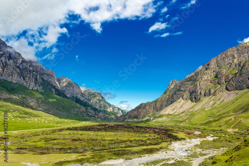 Picturesque landscape with Russian Caucasus mountains