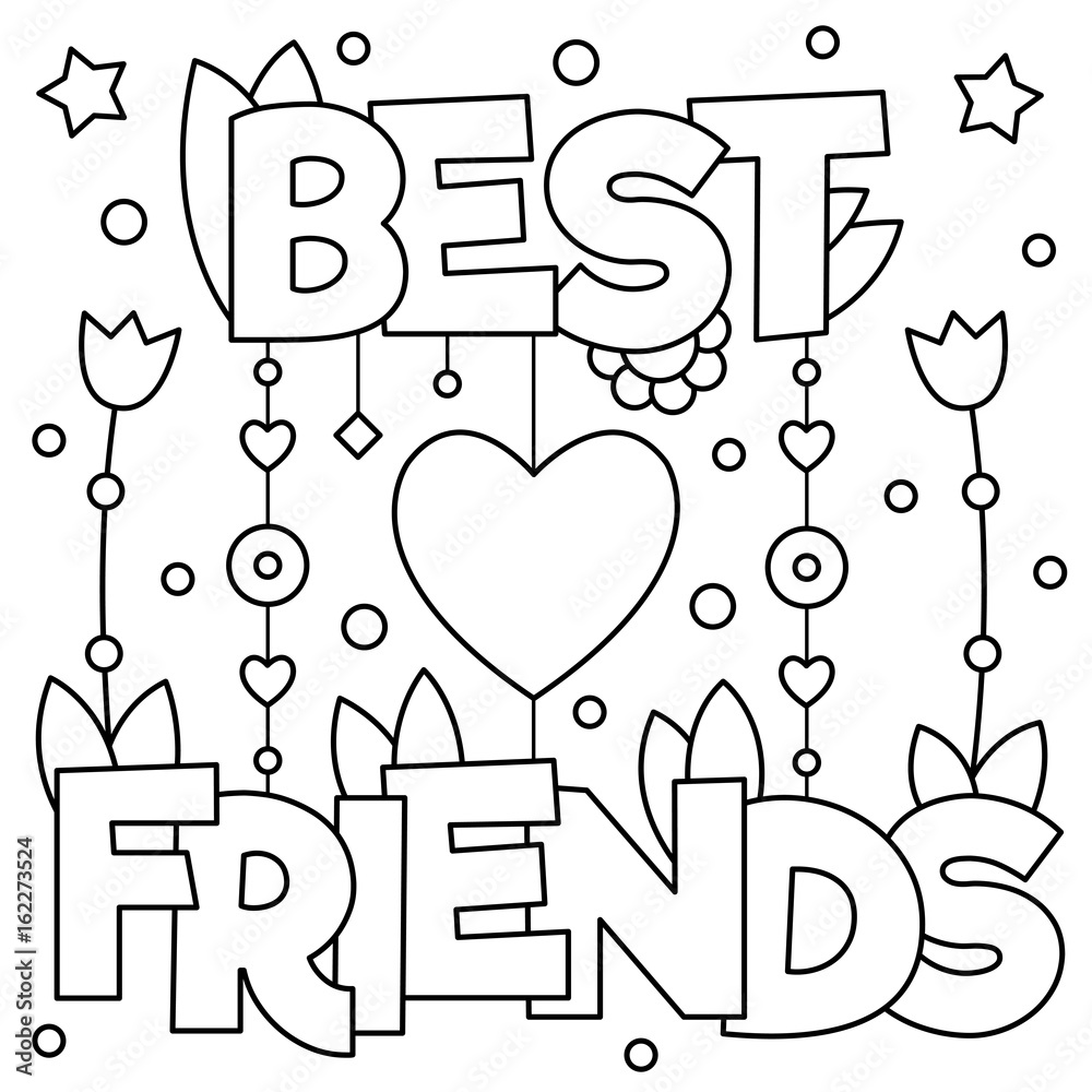 Best friends. Coloring page. Vector illustration. Stock Vector ...