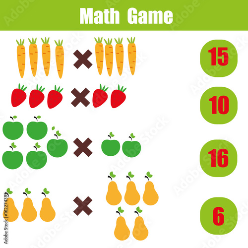Math educational game for children, multiplication mathematics worksheet